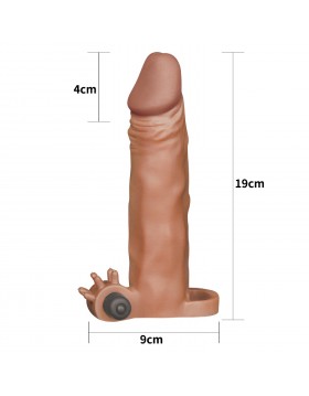 Add 2"" Pleasure X Tender Vibrating Penis Sleeve Brown