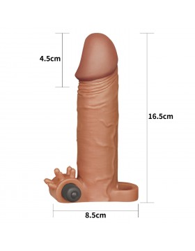 Add 2" Pleasure X Tender Vibrating Penis Sleeve Brown