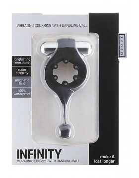 Infinity - Vibrating Cockring with Dangling Ball - Black