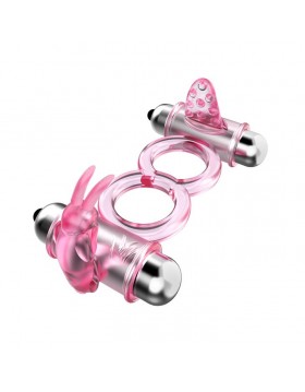 BAILE - BUNNY SNUGGLES COCK CLIT RING, 10 vibration functions