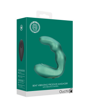 Bent Vibrating Prostate Massager with Remote Control - Metallic Green