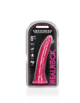 Slim Realistic Dildo with Suction Cup - Glow in the Dark - 8'' / 20 cm