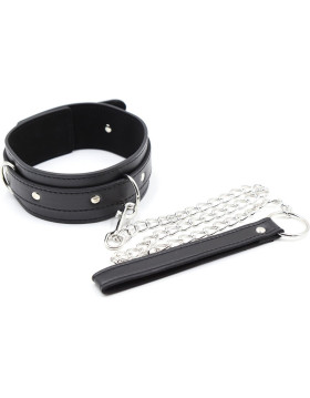 Fetish Fever - Collar with leash - Black