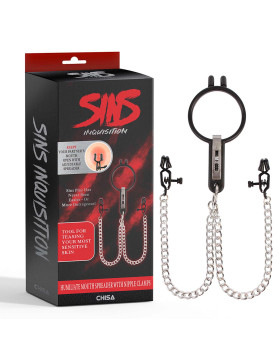 Humiliate Mouth Spreader with Nipple Clamps