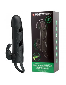 PRETTY LOVE - PENIS SLEEVE WITH BALL STRAP vibration BLACK