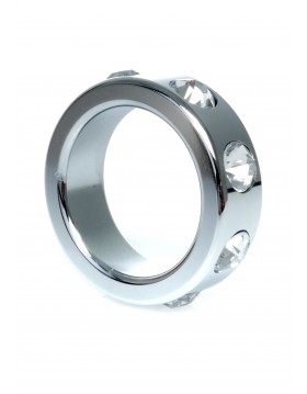 Pierścień-Metal Cock Ring with Cristal Diamonds Small