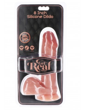 Silicone Dildo 8 Inch w Balls Light skin tone
