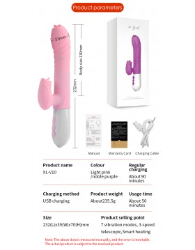 Wibrator-Silicone Vibrator USB 7 Function and Thrusting Function / Heating, pink