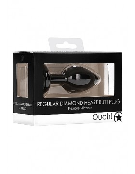 Diamond Heart Butt Plug - Regular - Black