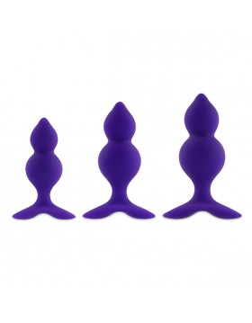 FeelzToys - Bibi Twin Butt Plug Set 3 pcs Purple