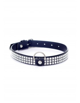 Fetish Boss Series Collar with crystals 2 cm silver