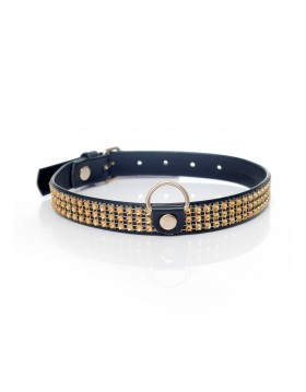 Fetish Boss Series Collar with crystals 2 cm gold
